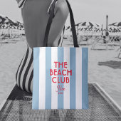 The Beach Club Franse rode blauwe Cabana Stripe Tote Bag
