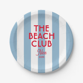 The Beach Club French Rood Blauw Cabana Stripe Ron Papieren Bordje