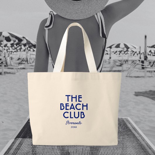 The Beach Club Sorrento Levendig Blauw Custom Grote Tote Bag