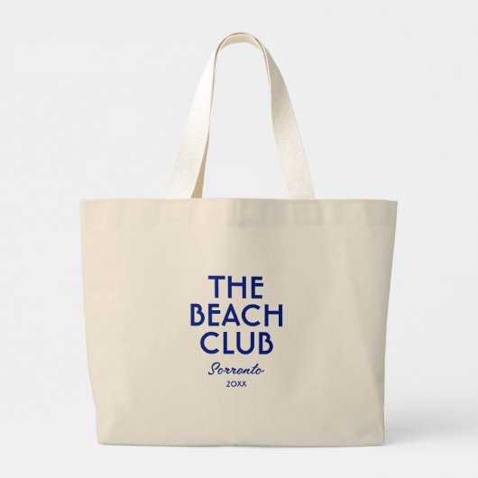 The Beach Club Sorrento Levendig Blauw Custom Grote Tote Bag (Achterkant)