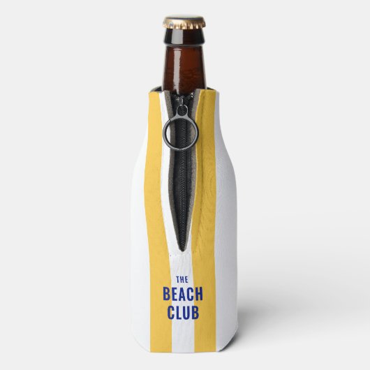 The Beach Club toast op de gele streep van de kust Flesjeskoeler (Fles Achterkant)