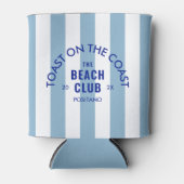 The Beach Club toast op de kust Blue Stripe Blikjeskoeler (Voorkant)