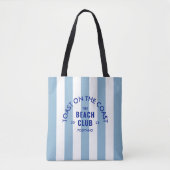 The Beach Club toast op de kust Blue Stripe Tote Bag (Voorkant)
