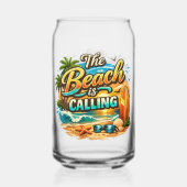 The beach is calling. blikvorm glas (Achterkant)