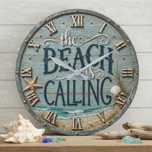 The Beach Is Calling Rustic Beach House Ocean Grote Klok