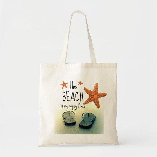 The Beach is mijn Happy Place Teenslippers Bag Tote Bag (Voorkant)