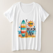 The Beach Life  Grote Maat T-shirt (Design voorkant)
