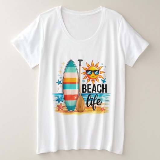 The Beach Life  Grote Maat T-shirt (Design voorkant)