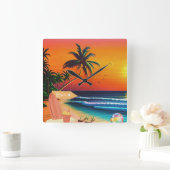 THE BEACH SUNSET VIERKANTE KLOK (Huis)