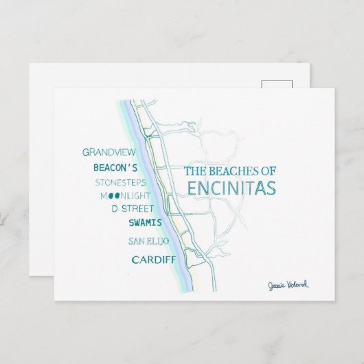 The Beaches of Encinitas Tote Bag - San Diego Briefkaart (Voorkant / Achterkant)