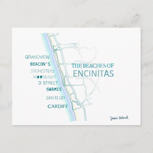 The Beaches of Encinitas Tote Bag - San Diego Briefkaart (Voorkant)