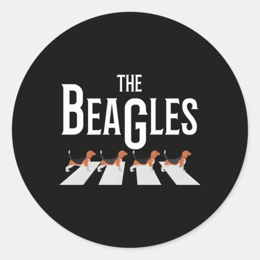 The Beagles parodie op het zebrapad Ronde Sticker (Voorkant)