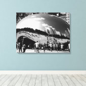 The Bean | Chicago in zwart-wit landschap Canvas Afdruk (Insitu (Houten vloer))