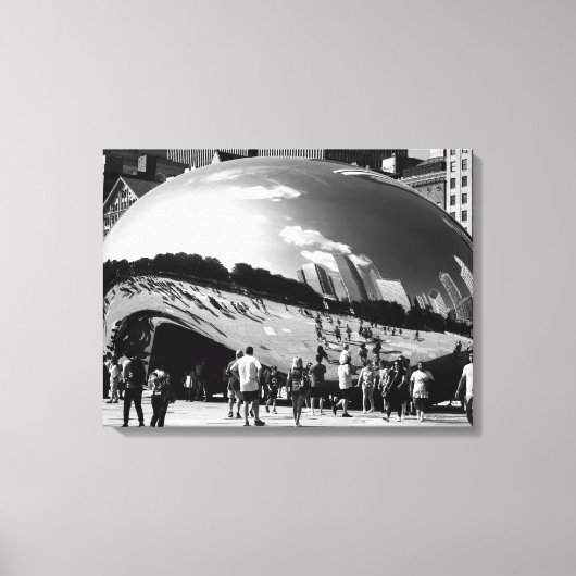 The Bean | Chicago in zwart-wit landschap Canvas Afdruk (Voorkant)