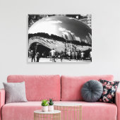 The Bean | Chicago in zwart-wit landschap Canvas Afdruk (Insitu (Woonkamer))