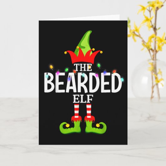 The Bearded Elf Christmas Matching Pajamas Kaart (Gele Bloem)