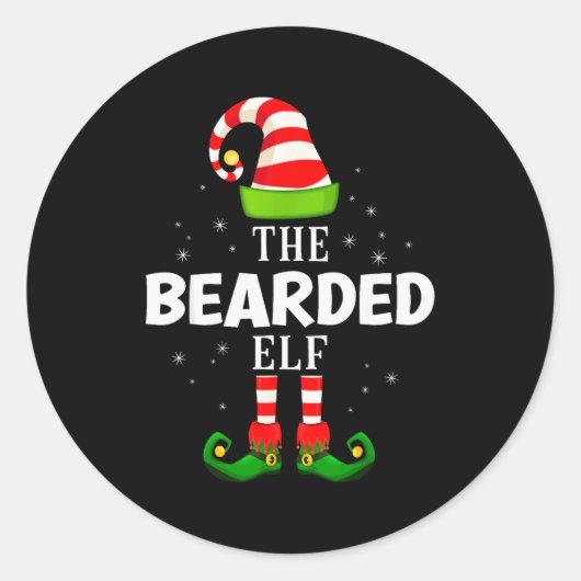 The Bearded Elf Christmas Pjs Matching Pajama Ronde Sticker (Voorkant)