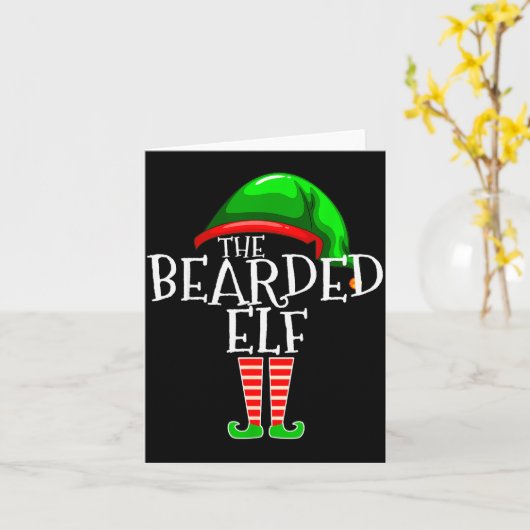 The Bearded Elf Family Matching Group Christmas Be Kaart (Gele Bloem)