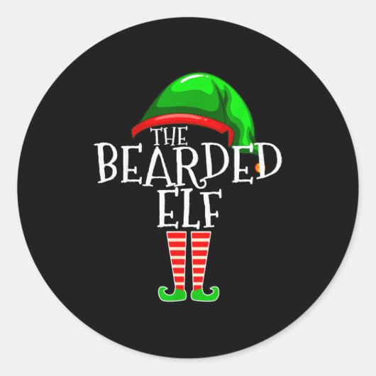The Bearded Elf Family Matching Group Christmas Be Ronde Sticker (Voorkant)
