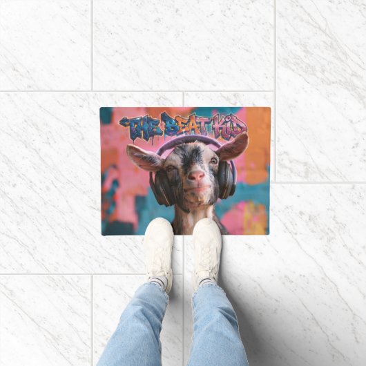 The Beat Kid - Cool geit DJ met koptelefoon Deurmat (Binnen)
