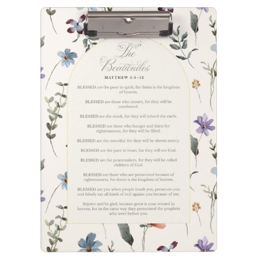 The Beatitudes Matthew 5:3–12 Floral Scripture Klembord (Voorkant)