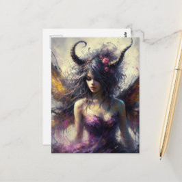 The Beautiful Fairy in Purple with Horns  Briefkaart