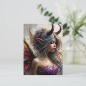 The Beautiful Fairy in Purple with Horns Briefkaart (Staand voorkant)