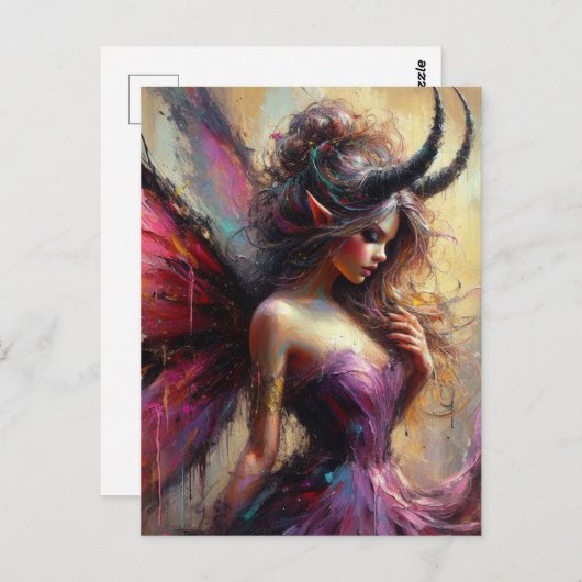 The Beautiful Fairy in Purple with Horns  Briefkaart (Voorkant / Achterkant)