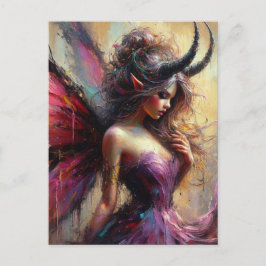 The Beautiful Fairy in Purple with Horns  Briefkaart