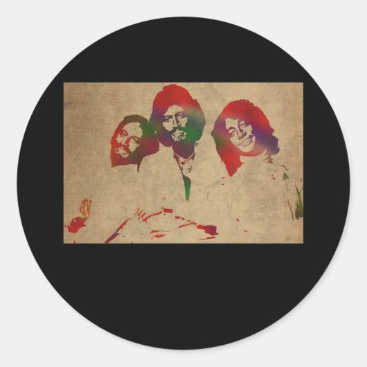 The Bee Gees Watercolor Portrait Ronde Sticker (Voorkant)