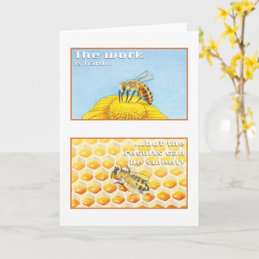 The Bee Greeting Card Psalm 29:11 Kaart (Gele Bloem)