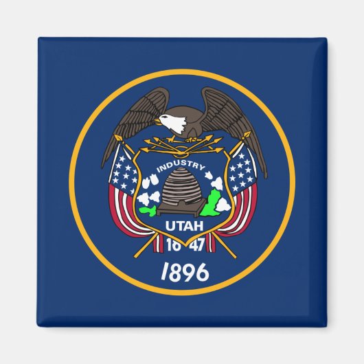 The Beehive State Industry Flag of Utah Magneet (Voorkant)