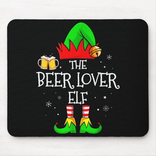 The Beer Lover Elf Matching Family Christmas Drink Muismat (Voorkant)
