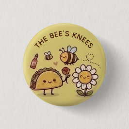 The Bee's Knees Kawaii Taco en Bee Pun Pin Knop Ronde Button 3,2 Cm