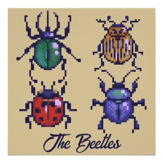 The Beetles pixelart Foto Afdruk (Voorkant)