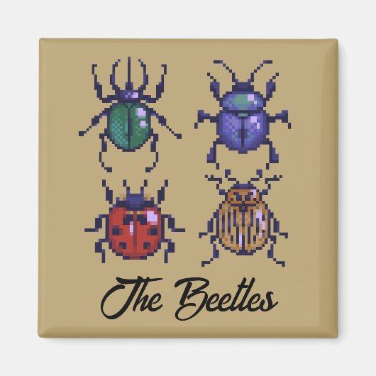 The Beetles, pixelart Magneet (Voorkant)