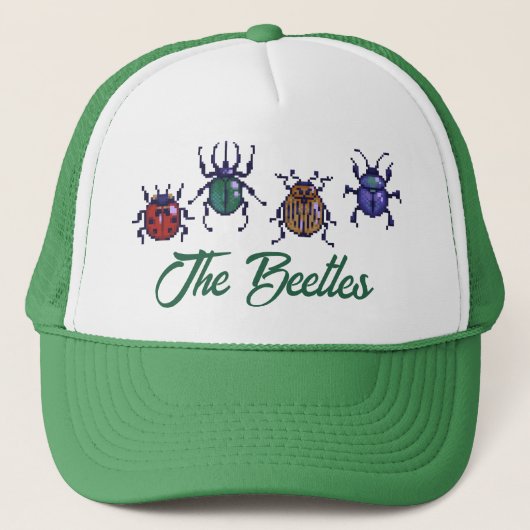The Beetles, pixelart Trucker Pet (Voorkant)