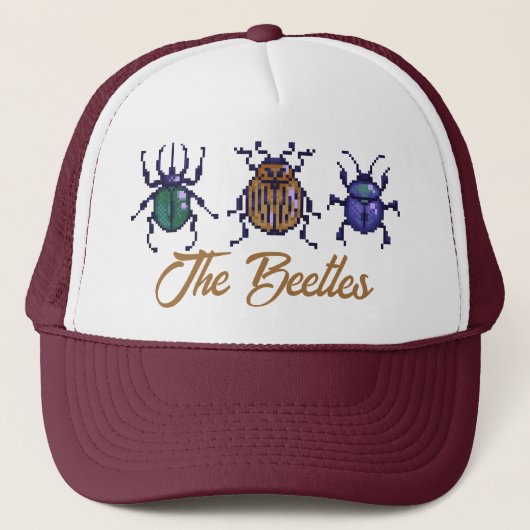 The Beetles, pixelart Trucker Pet (Voorkant)