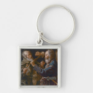 The Beggars' Brawl, c.1625-30 (olie op canvas) Sleutelhanger