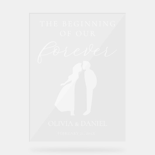 The Beginning of Forever Wedding Welcome Acryl Bord (Voorkant)