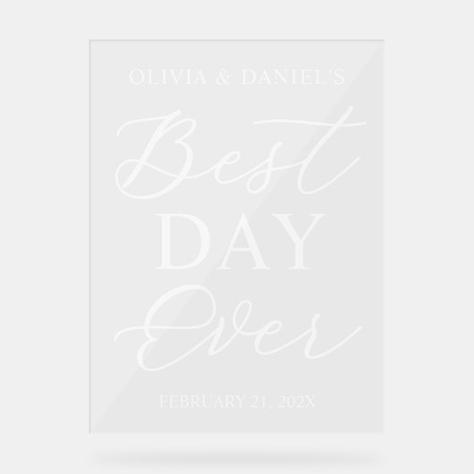 The Best Day Ever Personalized Wedding Welcome Acryl Bord (Voorkant)