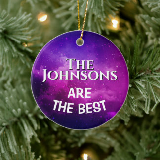 The Best" Family | Deep Violet Space & Stars Custo Keramisch Ornament
