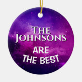 The Best" Family | Deep Violet Space & Stars Custo Keramisch Ornament (Voorkant)