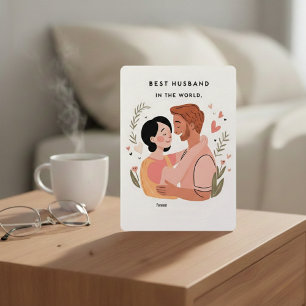 "The Best Husband" Tender Omarm Vakantie Kaart