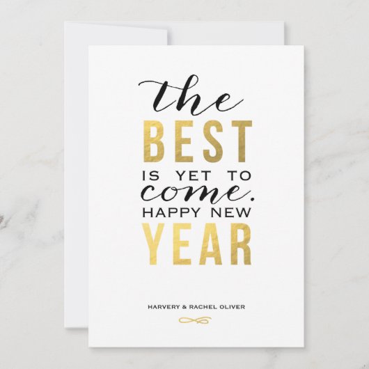 The Best is Yet to Come New Year Card - Faux Foil Feestdagenkaart (Voorkant)