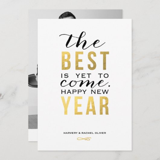The Best is Yet to Come New Year Card - Faux Foil Feestdagenkaart (Voorkant / Achterkant)