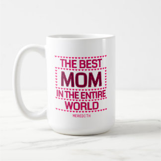 The Best Mom Quote Pink Typography Personalized Koffiemok