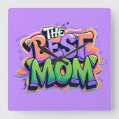 The Best mom style graffiti Vierkante Klok (Voorkant)