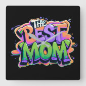 The Best mom style graffiti Vierkante Klok (Voorkant)