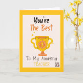 The Best Teacher Trophy Card Kaart (Gele Bloem)